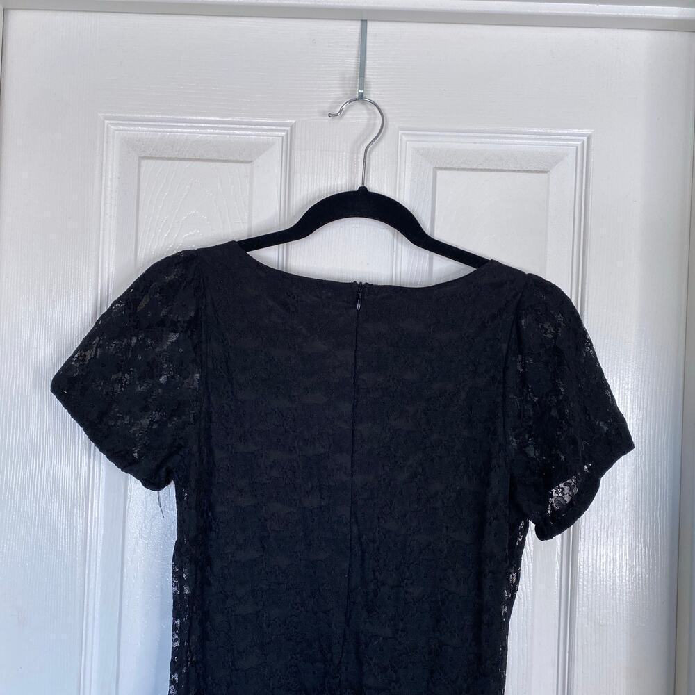 Vintage 90s Black Lace Mini Dress Pearl Buttons Size Small Goth Alt Witchy - Picture 7 of 7